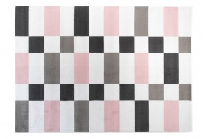 Dywan młodzieżowy PINKY Kwadraty Wzory biały