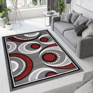 Koberec  E546A DARK GRAY/RED BALI PP  - Moderný koberec