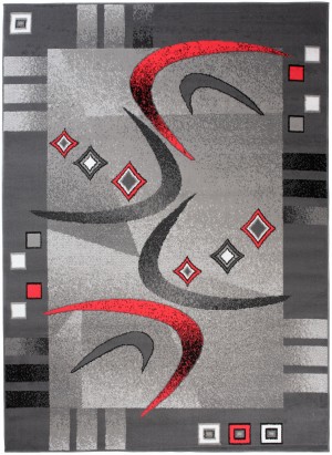 Сучасний килим C583D BLACK/RED BALI PP