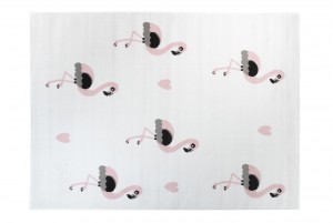 Dywan dziecięcy PINKY Flamingi biały